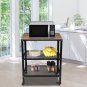 3-Tier Kitchen Utility Cart with Metal Frame Grey