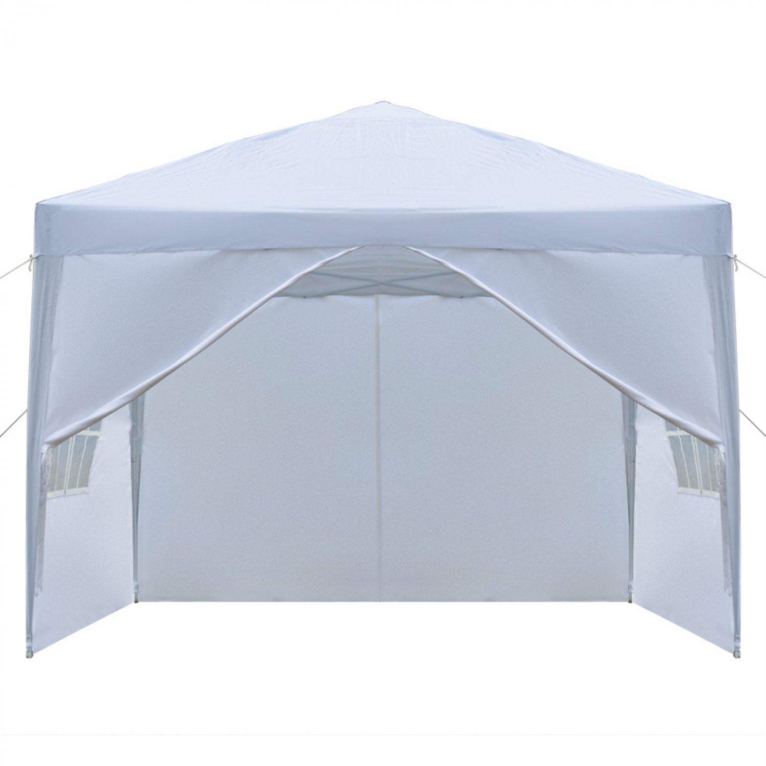 10FT x 10FT Waterproof Folding Tent with Two Doors & Two Windows White