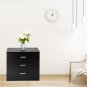 Wood Simple Beside Table with 3 Drawers Black
