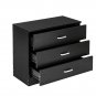 Wood Simple Beside Table with 3 Drawers Black