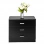 Wood Simple Beside Table with 3 Drawers Black