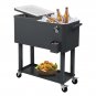 80QT Rolling Party Iron Foot Cooler Cart Dark Grey