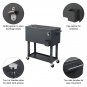 80QT Rolling Party Iron Foot Cooler Cart Dark Grey