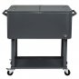 80QT Rolling Party Iron Foot Cooler Cart Dark Grey
