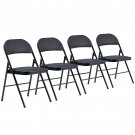 4-Pack Foldable Iron & PVC Chairs Black