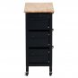 3-Layer Black Spray Paint Rolling Dining Car with 3 Drawers