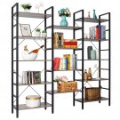 5-Shelf Industrial Style Large Open Bookcase Gray