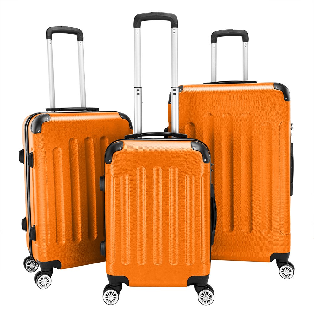 3-Piece Traveling Storage Suitcase Set with TSA Lock Orange