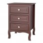 Country Style Three Drawer Night Table Brown