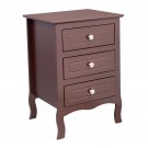 Country Style Three Drawer Night Table Brown
