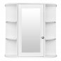 3-Tier Single Door Bathroom Wall Mounted Cabinet Shelf with Mirror White