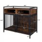 38.6" Metal Heavy Duty Super Sturdy Dog Cage with Storage and Anti-chew Features Rustic Brown