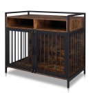 41" Metal Heavy Duty Super Sturdy Dog Cage with Storage and Anti-chew Features Rustic Brown