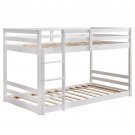 Double-Layer Wooden Twin Bed with Straight Ladder (Can Be Split Into a Single-layer Bed) White
