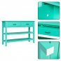 3-Tier Console Table with 2 Drawers Antique Blue