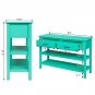 3-Tier Console Table with 2 Drawers Antique Blue