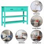 3-Tier Console Table with 2 Drawers Antique Blue