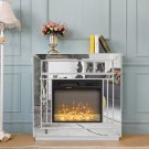 Silver Mirror Surface TV Cabinet with Fireplace Cabinet