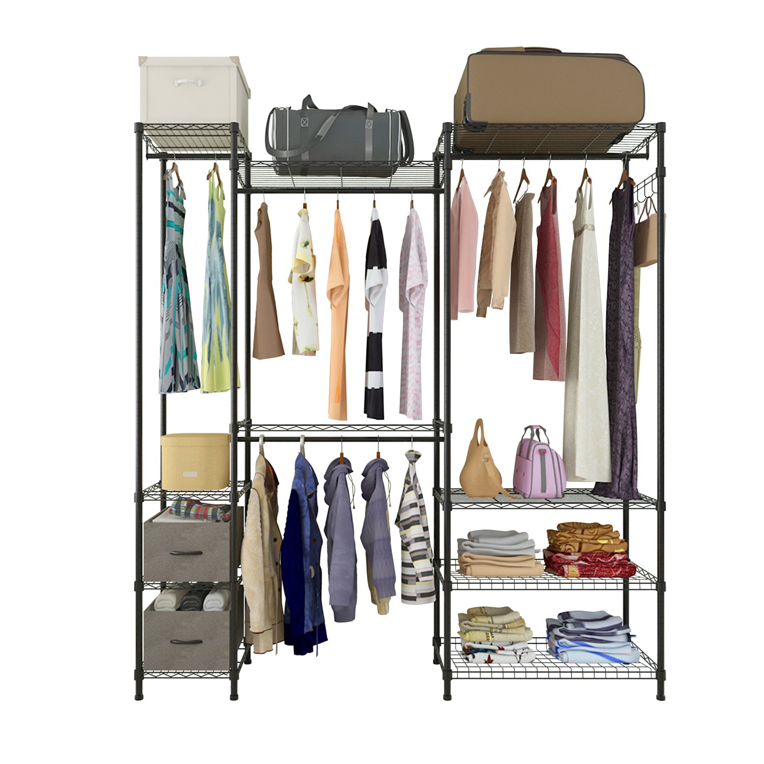 7-Shelve Portable Carbon Steel Garment Rack