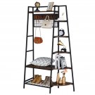 Freestanding Clothes Rack with Storage Shelves & Shoes Bench