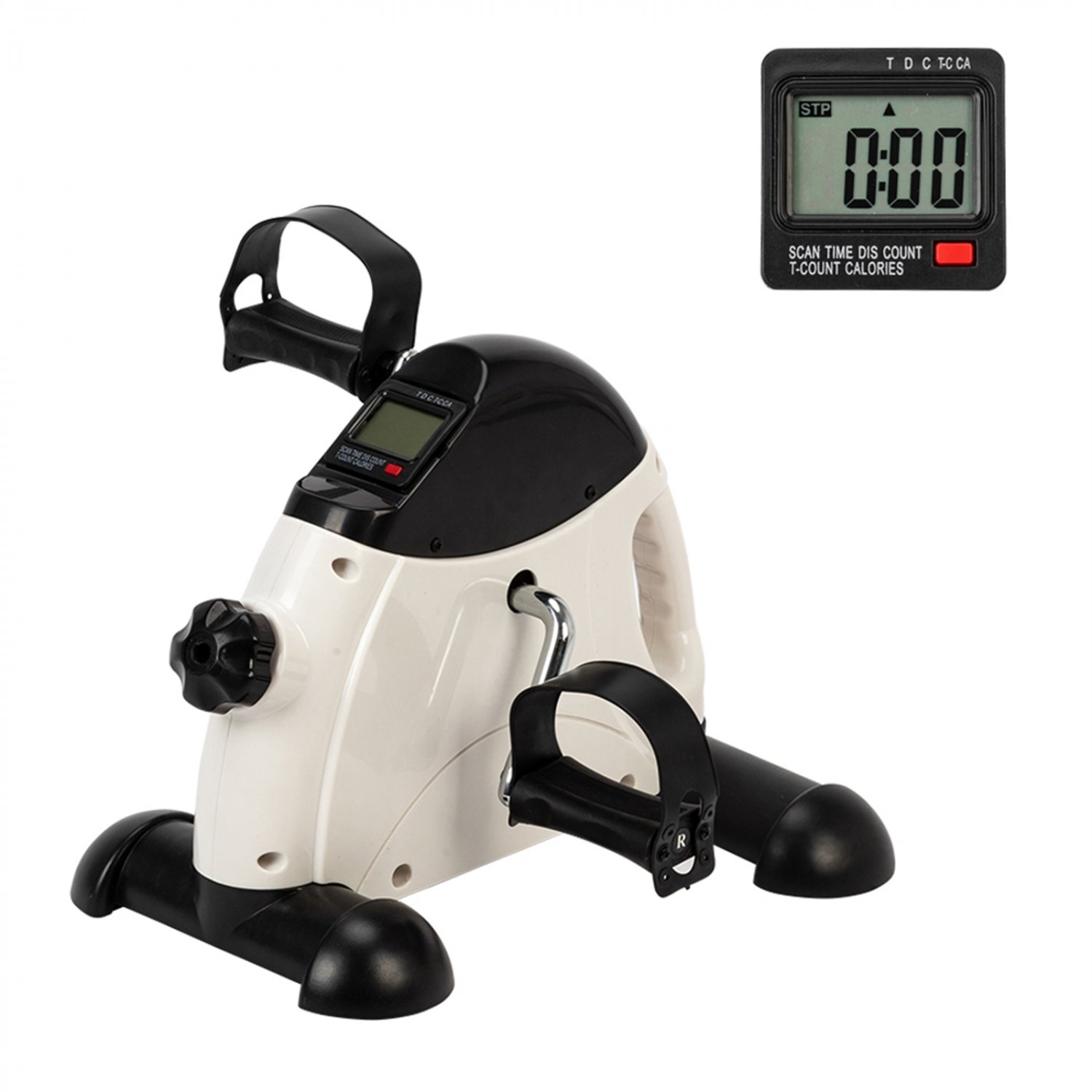 Portable Hands and Feet Trainer Mini Exercise Bike White & Black