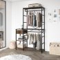 Heavy Duty Clothes Rack with Storage Racks Brown