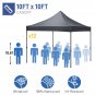 10FT x 10FT Portable Pop Up Canopy Tent with Roller Bag & 4 Sand Bags Black