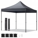 10FT x 10FT Portable Pop Up Canopy Tent with Roller Bag & 4 Sand Bags Black