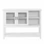 Transparent Sliding Double Doors Sideboard with Bottom Storage Rack White
