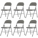 6-Pack Foldable Iron & PVC Chairs Gray