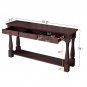Console Table with Storage Drawers & Bottom Shelf Brown