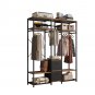 Heavy-Duty Metal Wardrobe with 2 Non-woven Drawers Black