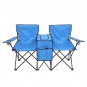 Outdoor 2-Seat Folding Chair with Removable Sun Umbrella & Portable Bag Blue