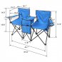Outdoor 2-Seat Folding Chair with Removable Sun Umbrella & Portable Bag Blue
