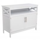 Double Doors Side Cabinet with Partition White