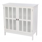 Transparent Double Doors Side Cabinet White