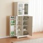 Adjustable Dividers Particleboard Triamine Veneer Acrylic Doors Sideboard White