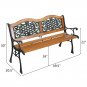 49" Outdoor Bench Outdoor Patio Garden Hardwood Slats Bench Furniture Cast Iron Frame Park Chair
