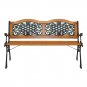49" Outdoor Bench Outdoor Patio Garden Hardwood Slats Bench Furniture Cast Iron Frame Park Chair
