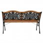 49" Outdoor Bench Outdoor Patio Garden Hardwood Slats Bench Furniture Cast Iron Frame Park Chair