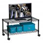 2-Tier Media Cart with Wheels Black