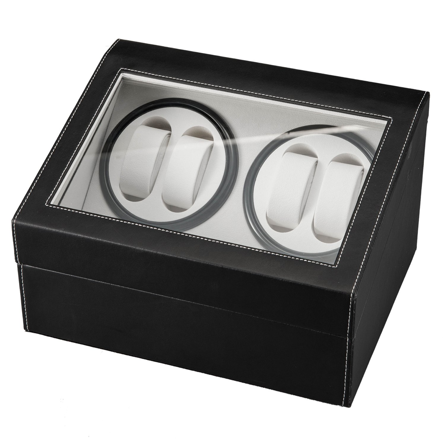 4+6 Automatic Rotation Wood Watch Winder Display Box Black