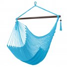 Caribbean Large Hammock Chair Swing Seat Hanging Chair with Tassels Light Blue