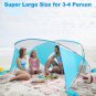 Polyester Cloth Fiber Pole Open Boat Type Beach Awning Blue White