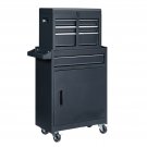 4-Drawer Rolling Tool Storage Cabinet with Shelf Black