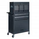 6-Drawer Rolling Tool Storage Cabinet with Shelf Black