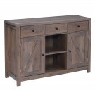 Vintage Particleboard Triamine Veneer Cabinet with Storage Shelves & Drawers & Compartments Gray