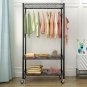 Adjustable Heavy-Duty Wire Garment Rack Clothes Rack Black
