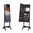 Standing Mirror Cabinet with 4-Layer Shelf & Inner Mirror Dark Brown