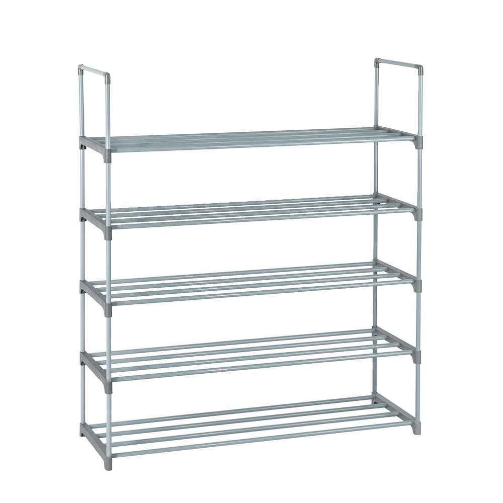 5-Tier Shoe Tower Shelf Storage Organizer Gray